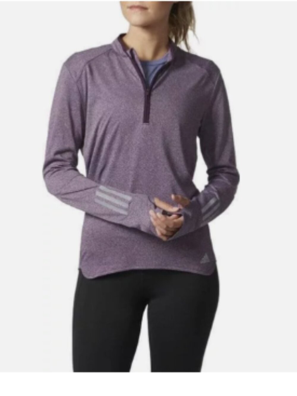 Adidas Long Sleeve Athletic Running Training Shirt Purple  Reflective Sz M